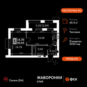 Квартира 40,4 м², 1-комнатная - изображение 1