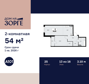 Квартира 54 м², 2-комнатная - изображение 1