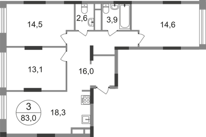 Квартира 83 м², 3-комнатная - изображение 1