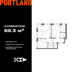 Квартира 69,3 м², 2-комнатная - изображение 1