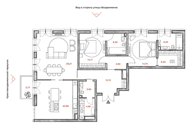 Квартира 127,2 м², 2-комнатная - изображение 1