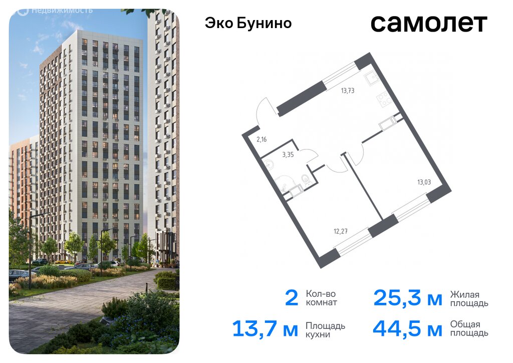 Варианты планировок ЖК «Эко Бунино» - планировка 3