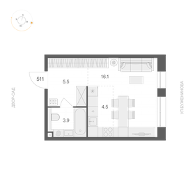 Квартира 30 м², студия - изображение 1