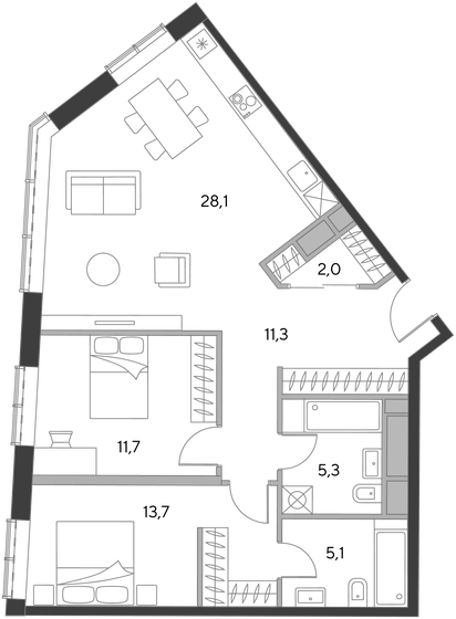 116,6 м², апартаменты-студия 61 798 000 ₽ - изображение 94