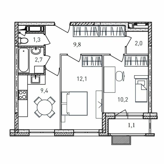 50,2 м², 2-комнатная квартира 6 800 000 ₽ - изображение 46