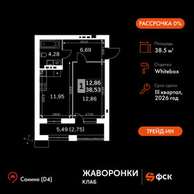 Квартира 38,5 м², 1-комнатная - изображение 1