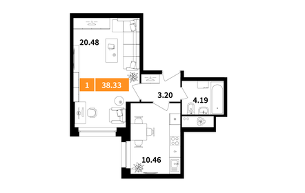 Квартира 35,8 м², 1-комнатная - изображение 1