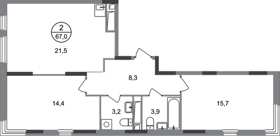 Квартира 67 м², 2-комнатная - изображение 1