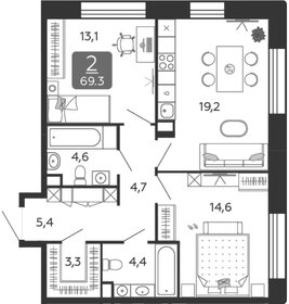 Квартира 69,3 м², 2-комнатная - изображение 1