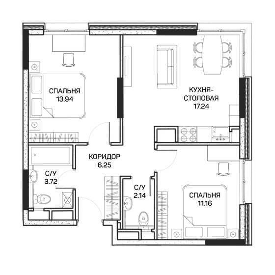 61 м², 3-комнатная квартира 12 500 000 ₽ - изображение 79