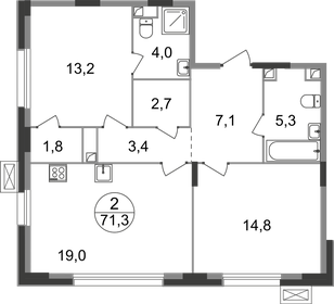 Квартира 71,3 м², 2-комнатная - изображение 1