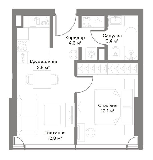 23,8 м², апартаменты-студия 27 000 000 ₽ - изображение 127