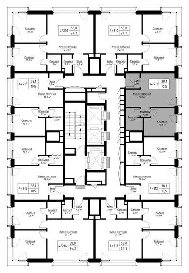 29,8 м², квартира-студия 11 500 000 ₽ - изображение 104