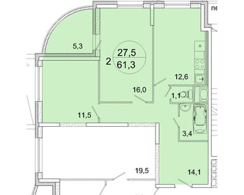 Квартира 61,8 м², 2-комнатная - изображение 1