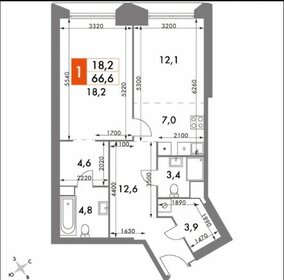 Квартира 66,6 м², 2-комнатная - изображение 2