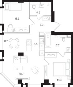 Квартира 79 м², 2-комнатная - изображение 1