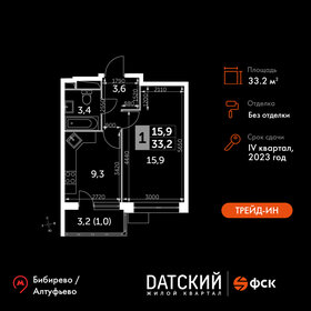 Квартира 33,2 м², 1-комнатная - изображение 1