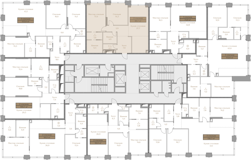 74,4 м², 3-комнатная квартира 49 000 000 ₽ - изображение 122