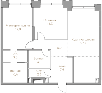 74,4 м², 3-комнатная квартира 49 000 000 ₽ - изображение 121