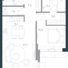 Квартира 61,6 м², 2-комнатная - изображение 2