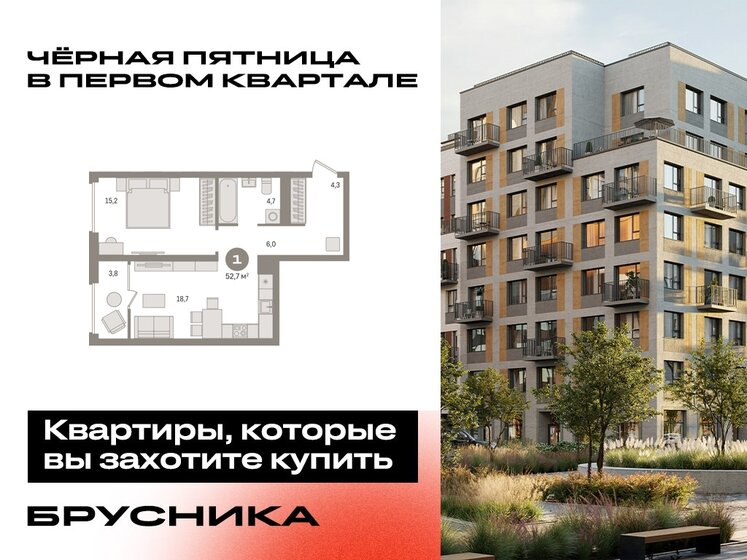 55 м², 1-комнатная квартира 11 440 000 ₽ - изображение 18