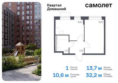 Квартира 32,2 м², 1-комнатная - изображение 1