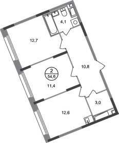 Квартира 54,6 м², 2-комнатная - изображение 1