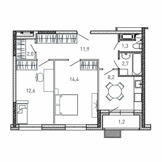 54,1 м², 2-комнатная квартира 10 820 000 ₽ - изображение 22