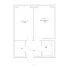 Квартира 41,3 м², 1-комнатная - изображение 3