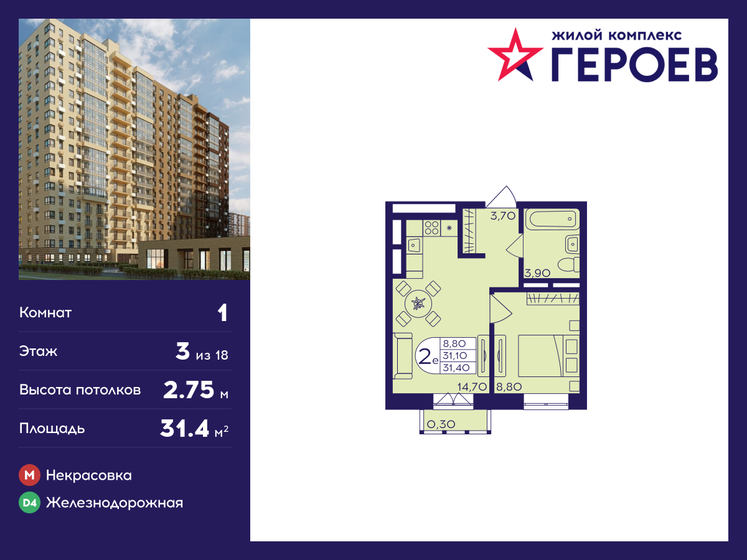 26 м², 1-комнатная квартира 5 200 000 ₽ - изображение 38