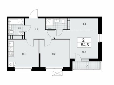 Квартира 54,5 м², 2-комнатная - изображение 1