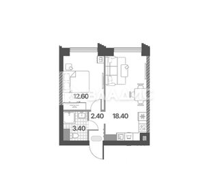 Квартира 36,8 м², 2-комнатная - изображение 1