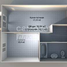 Квартира 35,8 м², 2-комнатная - изображение 1