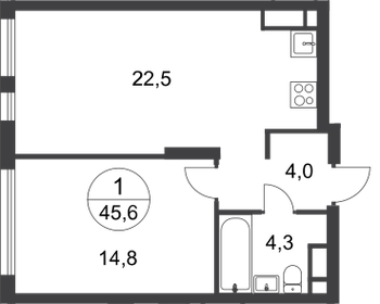 Квартира 45,6 м², 1-комнатная - изображение 1