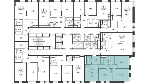 Квартира 78,4 м², 3-комнатная - изображение 2