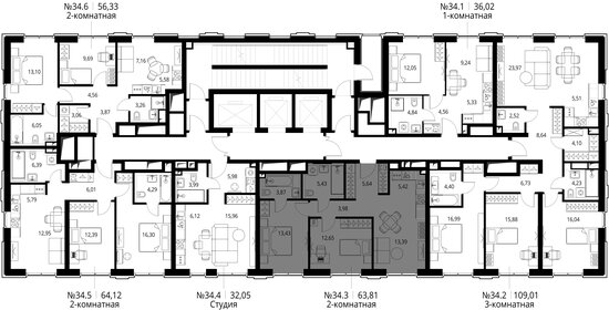 Квартира 63,8 м², 2-комнатная - изображение 2