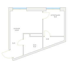 Квартира 35,4 м², 1-комнатная - изображение 3