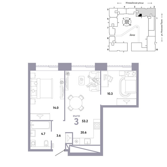 51,8 м², 3-комнатная квартира 15 630 000 ₽ - изображение 15