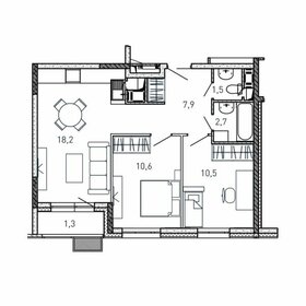 Квартира 52,7 м², 2-комнатная - изображение 1