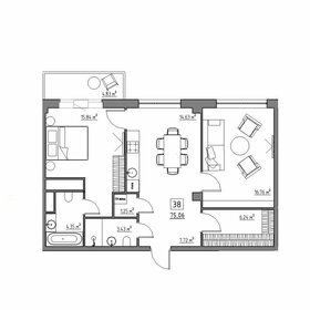 Квартира 75,1 м², 2-комнатные - изображение 1