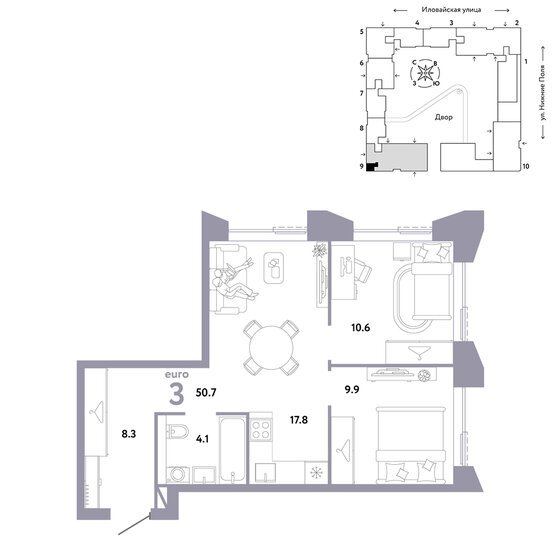 51,8 м², 3-комнатная квартира 15 630 000 ₽ - изображение 17