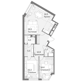 Квартира 89,9 м², 3-комнатная - изображение 2