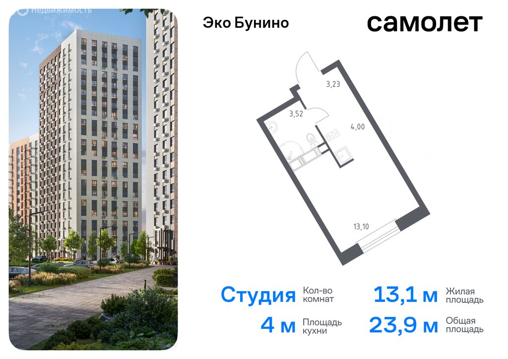 Варианты планировок ЖК «Эко Бунино» - планировка 1