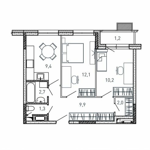 50,2 м², 2-комнатная квартира 6 800 000 ₽ - изображение 49