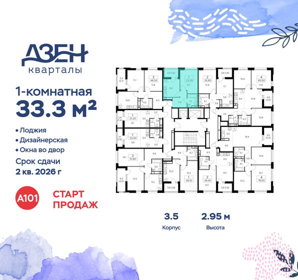 33,3 м², 1-комнатная квартира 11 480 508 ₽ - изображение 41