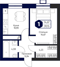 Квартира 39,2 м², 1-комнатная - изображение 1