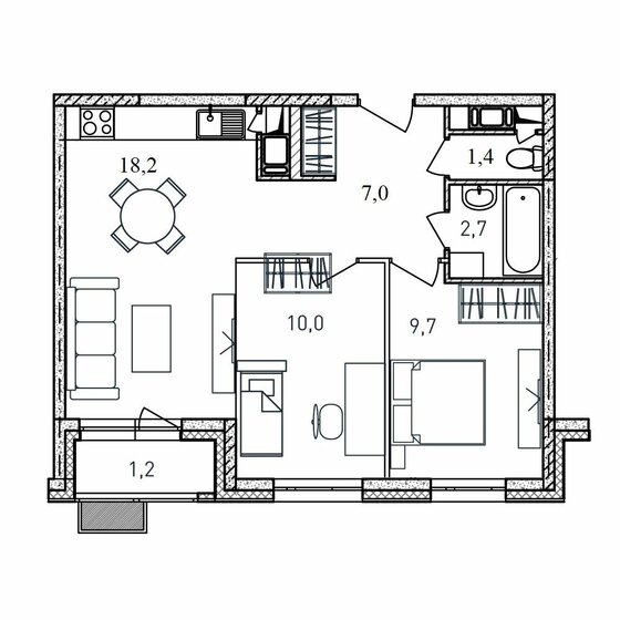 50,2 м², 2-комнатная квартира 6 800 000 ₽ - изображение 47