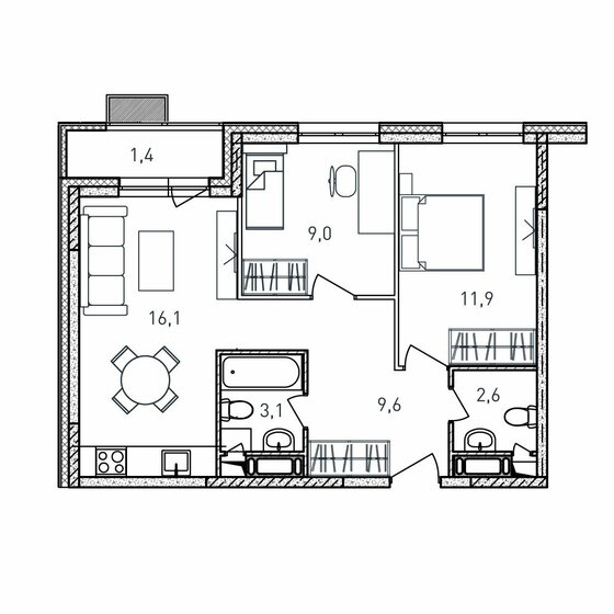 54,1 м², 2-комнатная квартира 10 820 000 ₽ - изображение 19