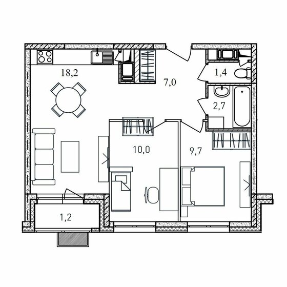 50,2 м², 2-комнатная квартира 6 800 000 ₽ - изображение 48