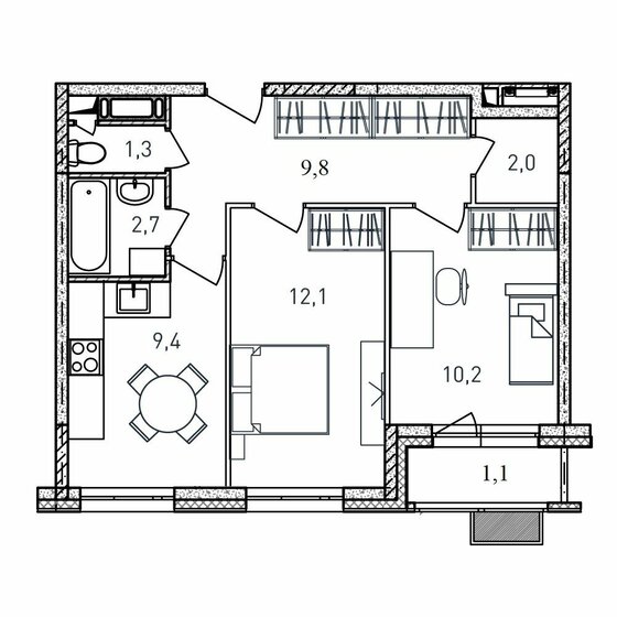 50,2 м², 2-комнатная квартира 6 800 000 ₽ - изображение 41